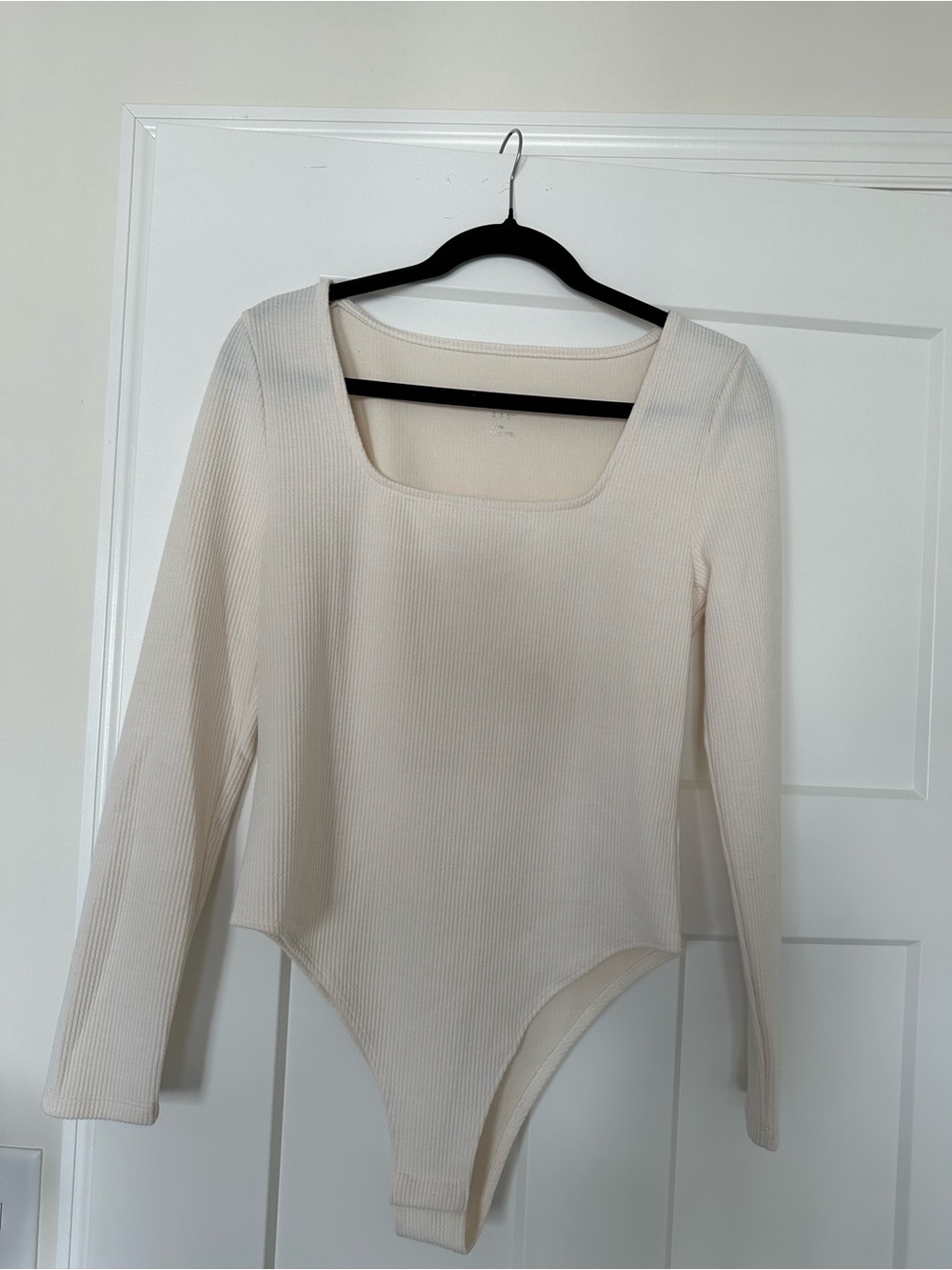 Women’s A New Day Cream Ribbed Long Sleeve Bodysuit